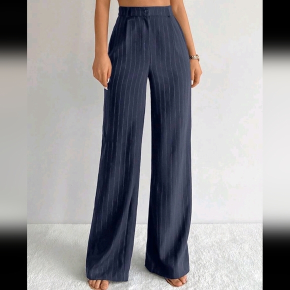 Striped Print Wide Leg Suit Pants - Picture 1 of 4